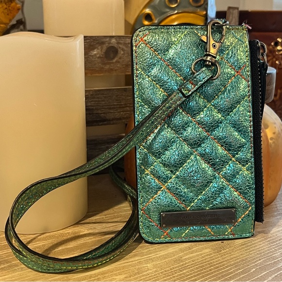 Kurt Geiger Handbags - Kurt Geiger Metallic Quilted Card Holder with Lanyard